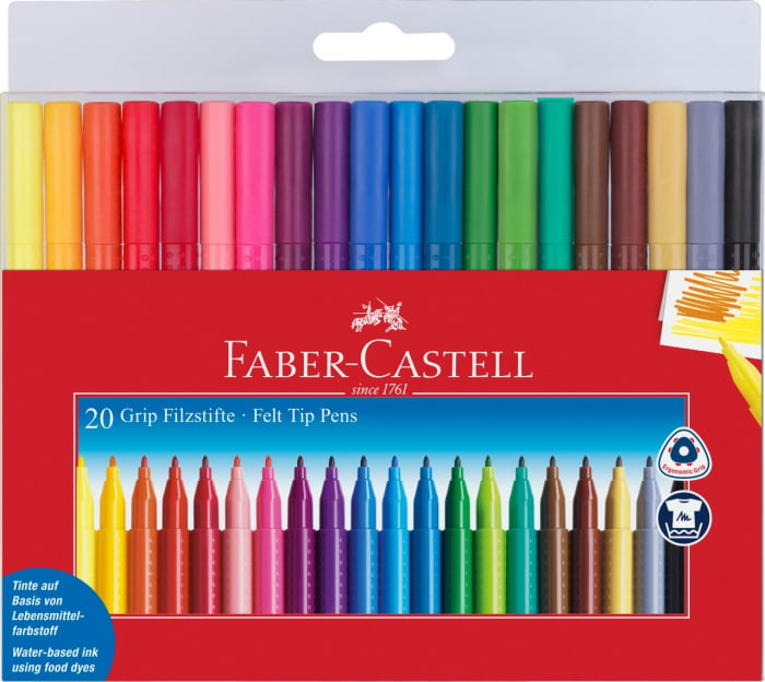 Carioca Grip 20 culori / etui plastic Faber-Castell [1]
