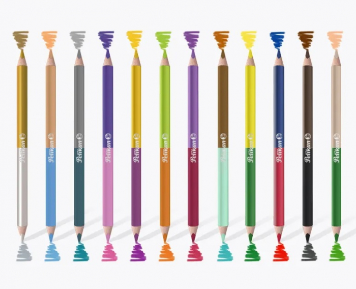 Creioane colorate Bicolore Lacuite, Set 24 Culori Mina 3 mm, Pelikan [2]