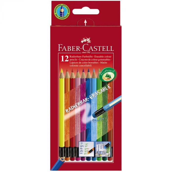 Creioane Colorate 12 Culori Cu Guma Eco Faber-Castell [1]