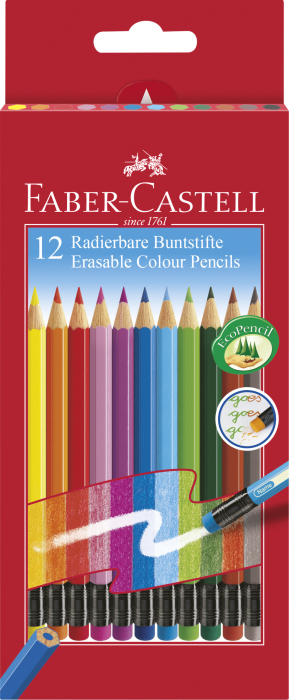Creioane Colorate 12 Culori Cu Guma Eco, Faber-Castell [4]