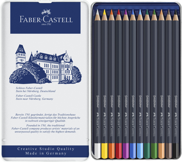 Creioane Colorate 12 Culori Goldfaber Cutie Metal, Faber-Castell [2]
