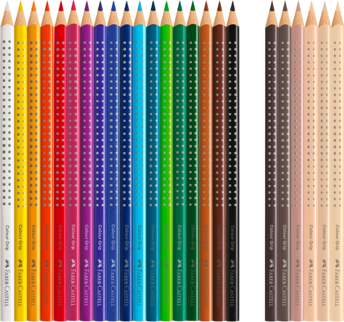Creioane Colorate 18+6 Culori + Tonurile Pielii Grip 2001, Faber-Castell [2]