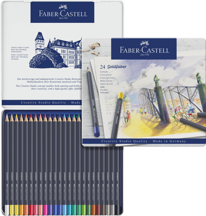 Creioane Colorate 24 Culori Goldfaber Cutie Metal, Faber-Castell [2]