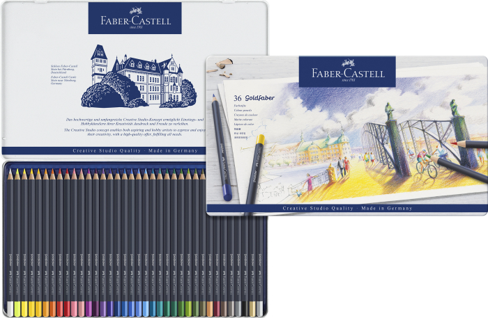 Creioane Colorate 36 Culori Goldfaber Cutie Metal, Faber-Castell [3]