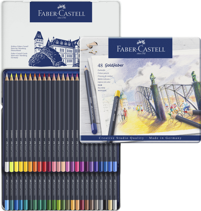 Creioane Colorate 48 Culori Goldfaber Cutie Metal, Faber-Castell [3]