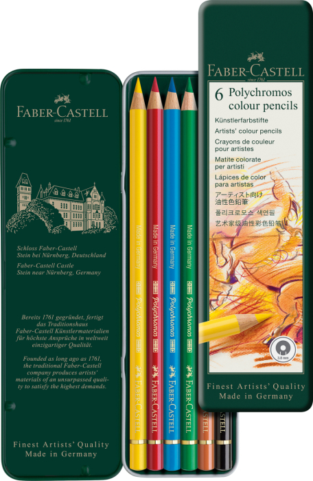 Creioane Colorate 6 Culori Polychromos, Faber-Castell [3]