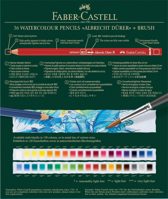 Creioane Colorate Acuarela 36 Culori Studio Durer, Faber-Castell [2]