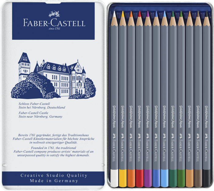 Creioane Colorate Aquarelle 12 Culori Goldfaber Cut. Metal Faber, Faber-Castell [2]