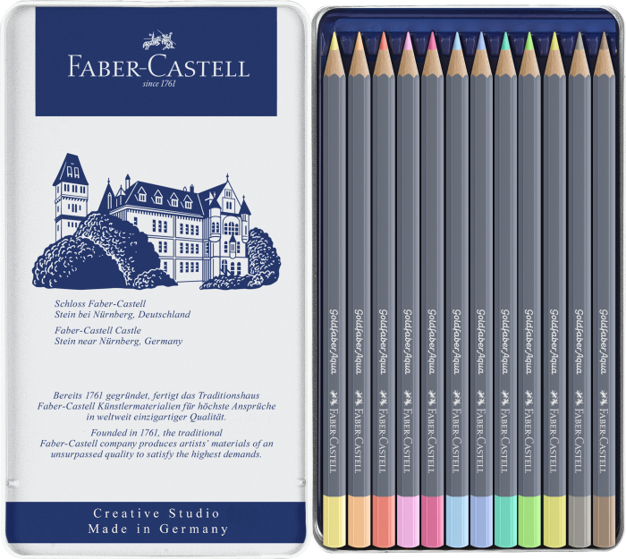 Creioane Colorate Aquarelle 12 Culori Pastel Goldfaber Cut. Metal, Faber-Castell [2]