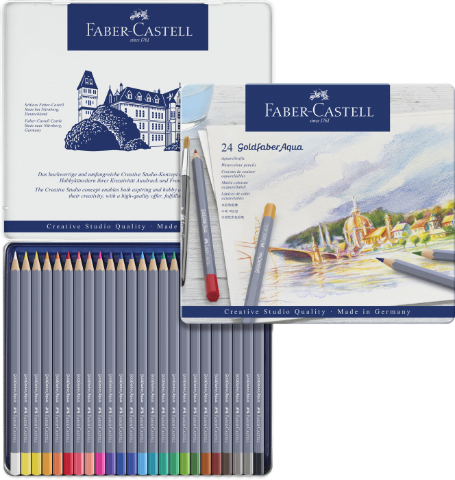 Creioane Colorate Aquarelle 24 Culori Goldfaber Cut. Metal Faber, Faber-Castell [3]