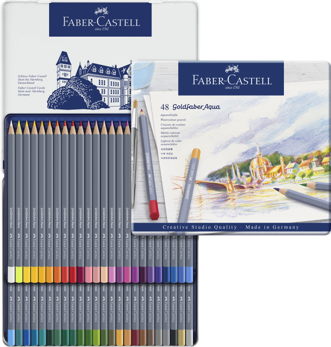 Creioane Colorate Aquarelle 48 Culori Goldfaber Cut. Metal Faber, Faber-Castell [2]