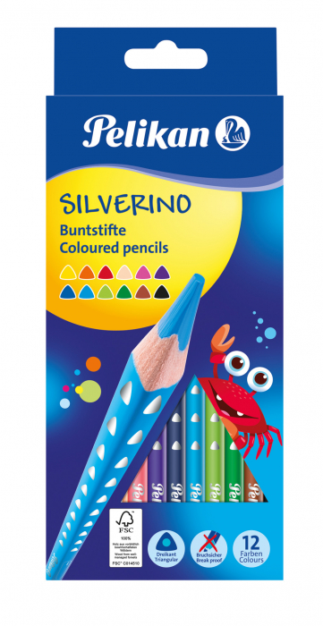 Creioane Colorate SILVERINO LACUITE, Set 12 Culori Pelikan [1]