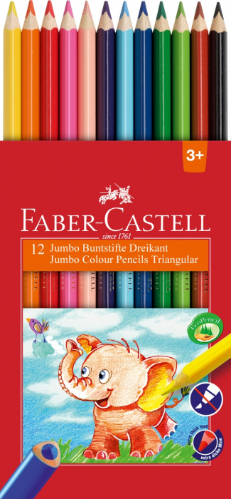 Creioane Colorate Triunghiulare Jumbo 12 culori Faber-Castell [2]