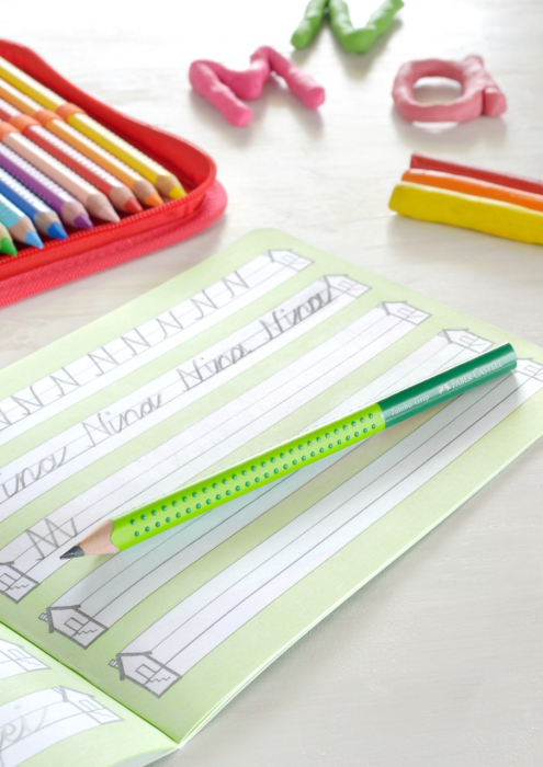 Creion Grafit B Jumbo GRIP 2001 Two Tone Verde Faber-Castell [2]