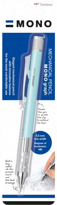 Creion mecanic 0.5 mm Mono Graph Ice Blue Tombow [3]