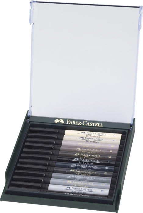 Cutie 12 Culori Pitt Artist Pen Nuante De Gri, Faber-Castell [2]
