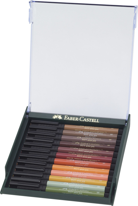 Cutie 12 Culori Pitt Artist Pen Nuante Earth, Faber-Castell [2]