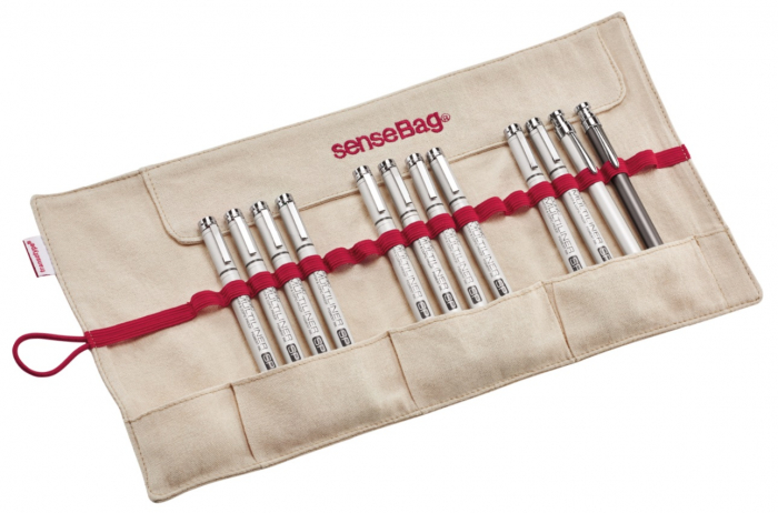 Etui Textil Roll-up Crem pt 18 Instrumente de Desen, SenseBag [2]