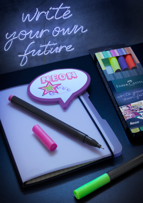 Liner 0.4mm Set 5 Buc Neon Grip, Faber-Castell [2]