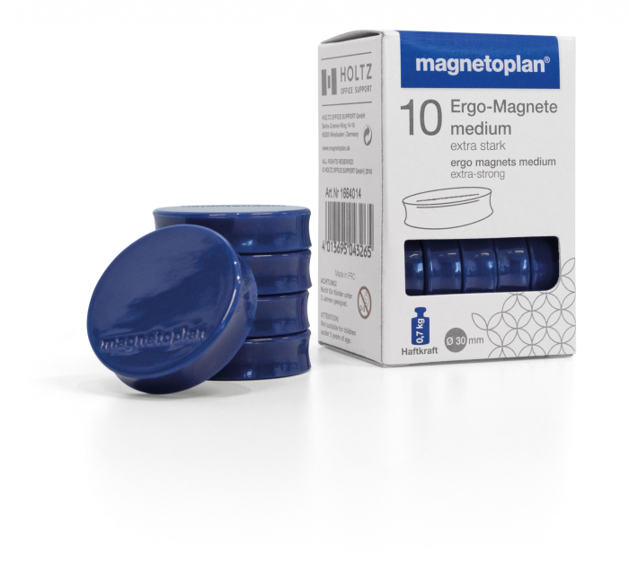 Magneti MAGNETOPLAN ERGO Medium 30 x 8 mm, albastru 10 buc/set [2]