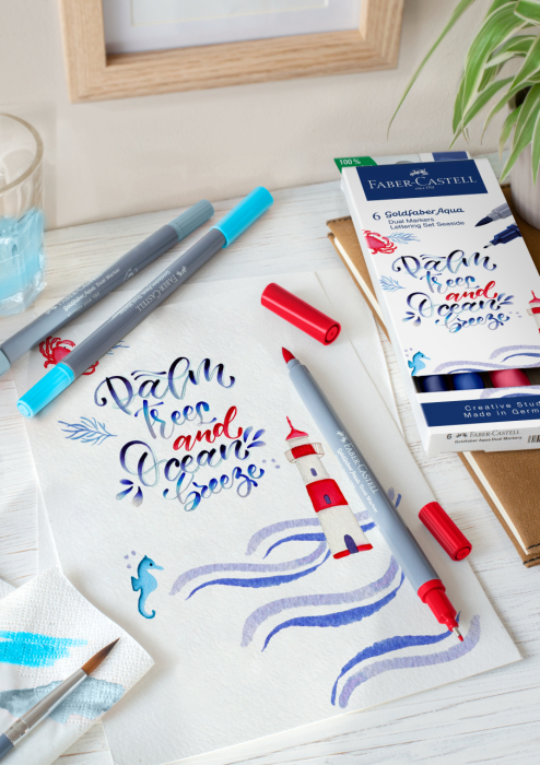 Marker Solubil 2 Capete Set 6 Lettering Goldfaber, Faber-Castell [4]