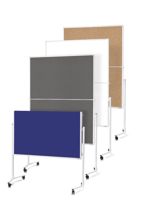 Panou prezentare mobil Pliabil 1200 x 1500 mm, rama alba, fata dubla Albastru Magnetoplan [3]