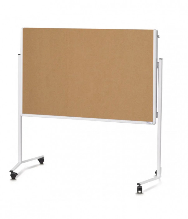 Panou prezentare mobil Pliabil 1200 x 1500 mm, rama alba, fata dubla Pluta, Magnetoplan [2]