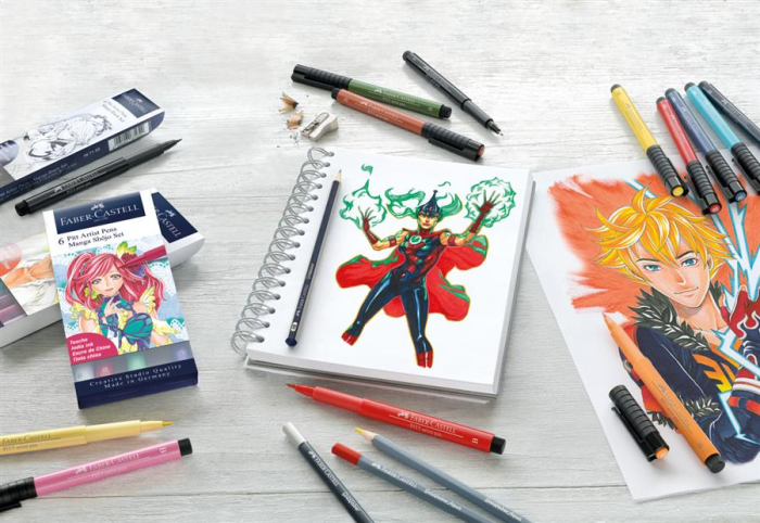 Pitt Artist Pen Manga Set 6 Negru, Faber-Castell [2]