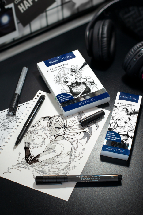 Pitt Artist Pen Manga Set 8 Buc De Baza, Faber-Castell [2]