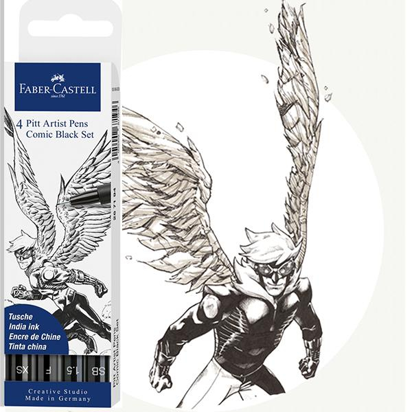 Pitt Artist Pen Set 4 Comic Negru, Faber-Castell [2]