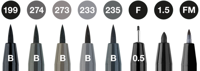 Pitt Artist Pen Set 8 Buc Negru & Gri, Faber-Castell [2]