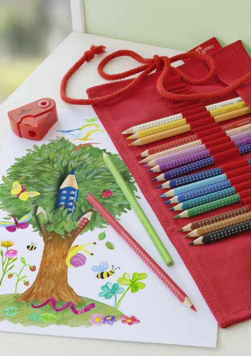 Rollup 18 Creioane Colorate Grip + Ascutitoare Sleeve, Faber-Castell [2]
