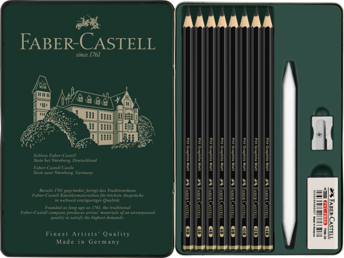 Set 11 Buc Creion Grafit Mat Pitt, Faber-Castell [2]