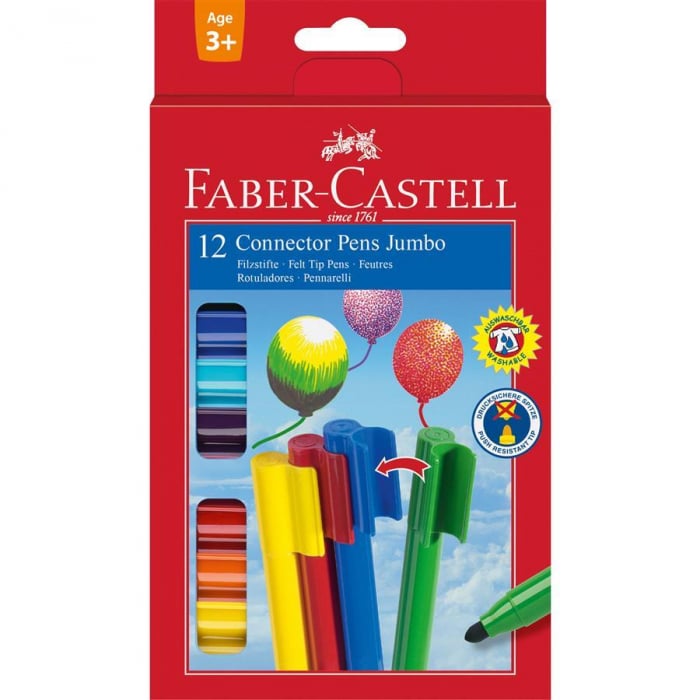 Set 12 culori Carioca Connector Jumbo Faber-Castell [1]