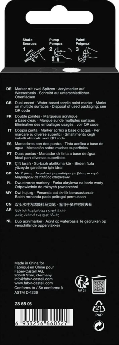 Set 2 Markere Acrilice Shake&Paint Alb-Negru, Faber-Castell [4]