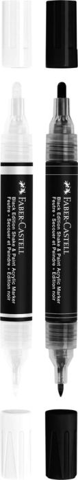 Set 2 Markere Acrilice Shake&Paint Alb-Negru, Faber-Castell [3]