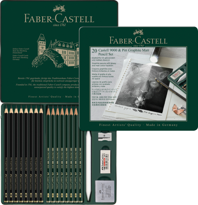 Set 20 Buc Creion Grafit Mat + Castell 9000, Faber-Castell [3]
