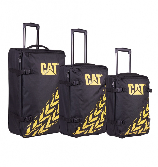Set 3 trollere Soft Luggage (20/23/27 inch) Poliester, galben/negru, CATERPILLAR [1]