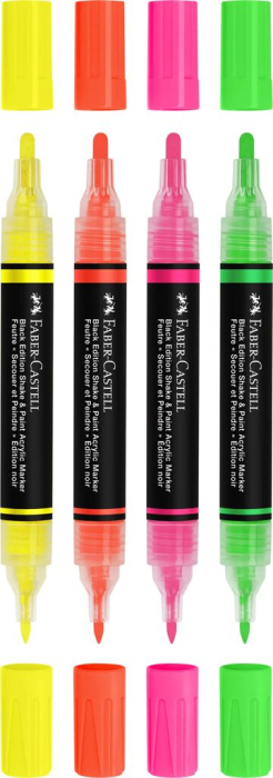 Set 4 Markere Acrilice Shake&Paint Culori Neon, Faber-Castell [4]
