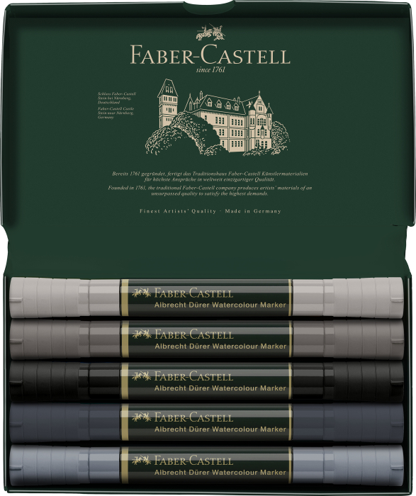 Set 5 Markere Solubile Tonuri De Gri A.Durer, Faber-Castell [2]