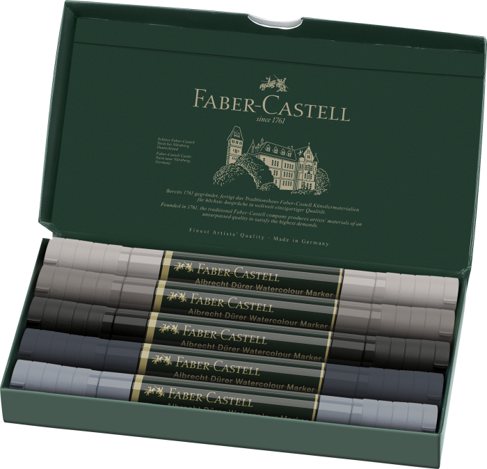 Set 5 Markere Solubile Tonuri De Gri A.Durer, Faber-Castell [3]