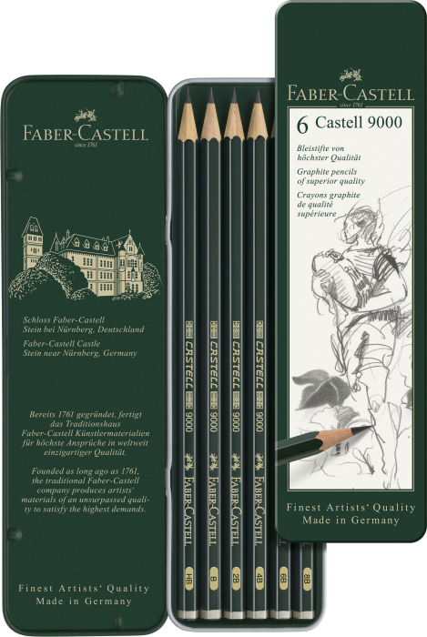Set 6 Buc Creion Grafit Castell 9000, Faber-Castell [2]