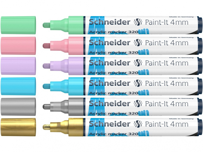 Set 6 buc Marker cu vopsea acrilică Paint-It 320 4 mm Set no 2, Schneider [2]