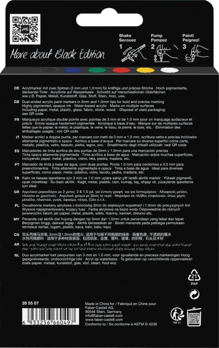 Set 6 Markere Acrilice Shake&Paint Culori Clasice, Faber-Castell [4]