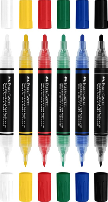 Set 6 Markere Acrilice Shake&Paint Culori Clasice, Faber-Castell [2]