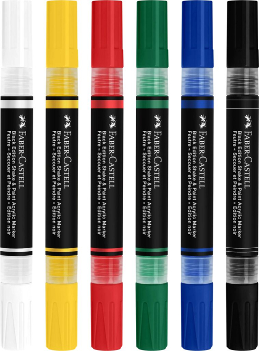 Set 6 Markere Acrilice Shake&Paint Culori Clasice, Faber-Castell [3]