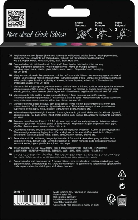 Set 6 Markere Acrilice Shake&Paint Culori Metalizate, Faber-Castell [2]