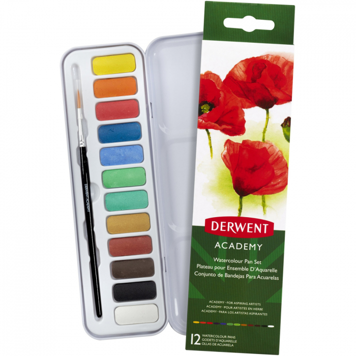 Set acuarele 12 culori cu pensula Derwent Academyâ„¢ [2]