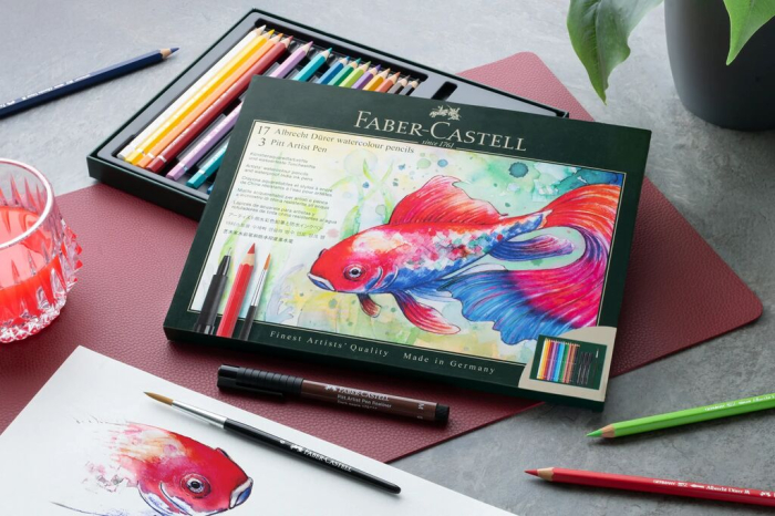 Set Cadou 17 Creioane Colorate A.Durer + 3 Pitt Artist Pen + Pensula, Faber-Castell [4]