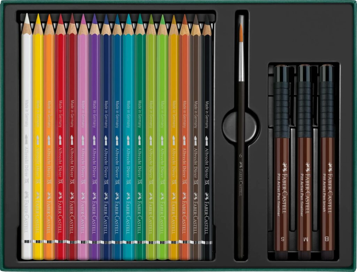 Set Cadou 17 Creioane Colorate A.Durer + 3 Pitt Artist Pen + Pensula, Faber-Castell [3]